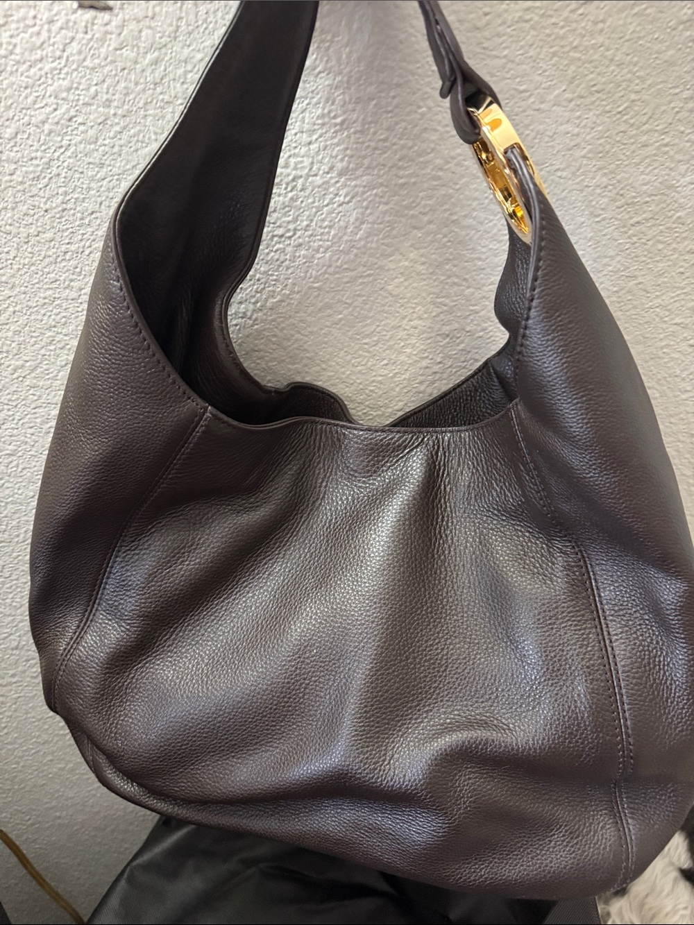 Classic Dark Brown Leather Hobo Bag